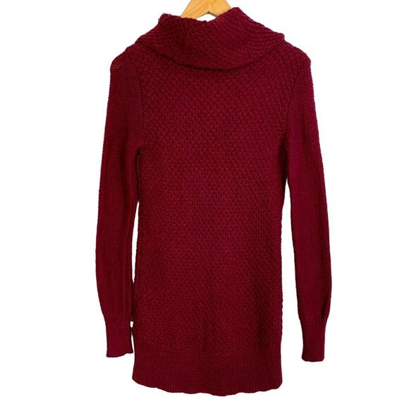 Crochet Cowl Neck Tunic Sweater Pullover Oversized Red Knit M American Eagle - Picture 3 of 9